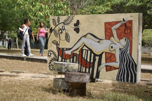 Artista faz interferências no campus da Uefs