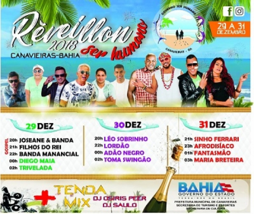 Canavieiras divulga grade do Réveillon Ser Humano